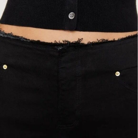 Frame Cut Off Raw Waist Slit Hem Mini Boot Jeans Women's 26 Black Grunge - Picture 2 of 12